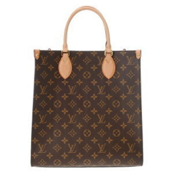 Louis Vuitton Monogram Sac Plat Tote Bag Brown Red Canvas Handbag - Picture 1 of 9